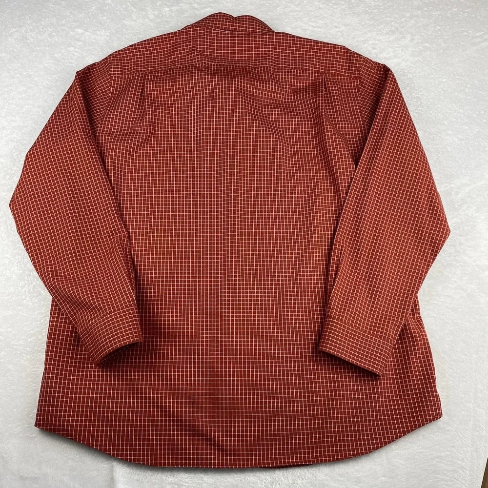 L.L. Bean Shirt Mens XL Dark Orange/White Checks Slightly Fitted 100% Cotton